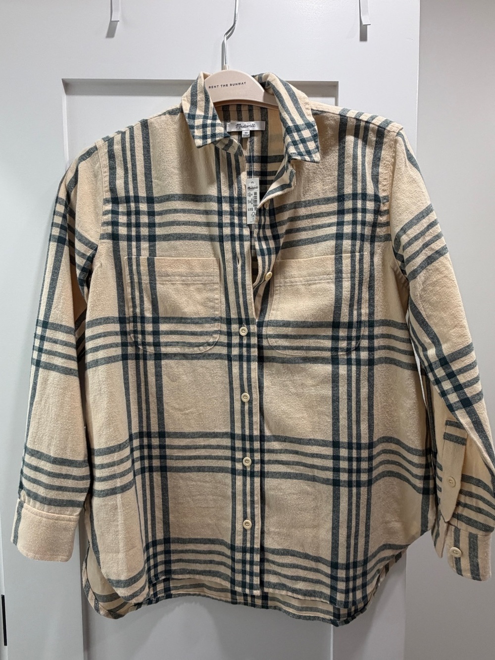 NWT Madewell Flannel Size XS Oversized Ex-Boyfriend Swing Shirt in Windowpane…
